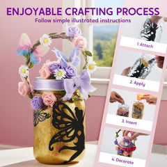 Klever Kits LED string lights create a twinkling fairy atmosphere around crafts.