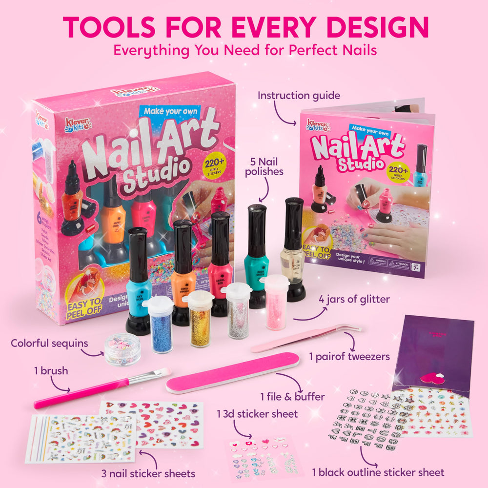 Klever Kits included nail tools file and buffer for smooth prep.