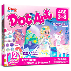 Klever Kits Princess Dot Art Kit canvases with vibrant dot art for creative play