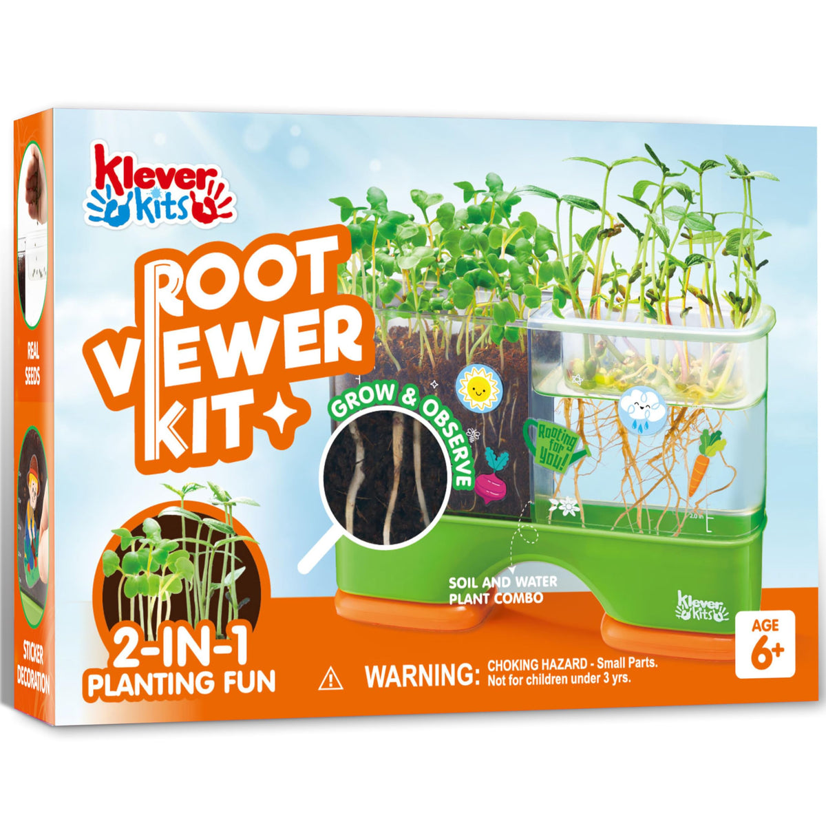 Klever Kits root viewer window lets kids observe root growth up close.