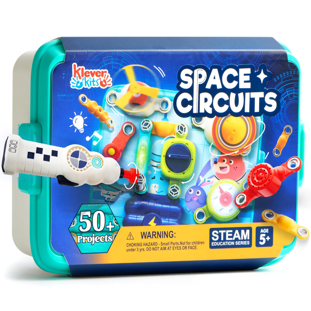 Klever Kits Space Circuit Adventure: kids activate lights in a space-themed project