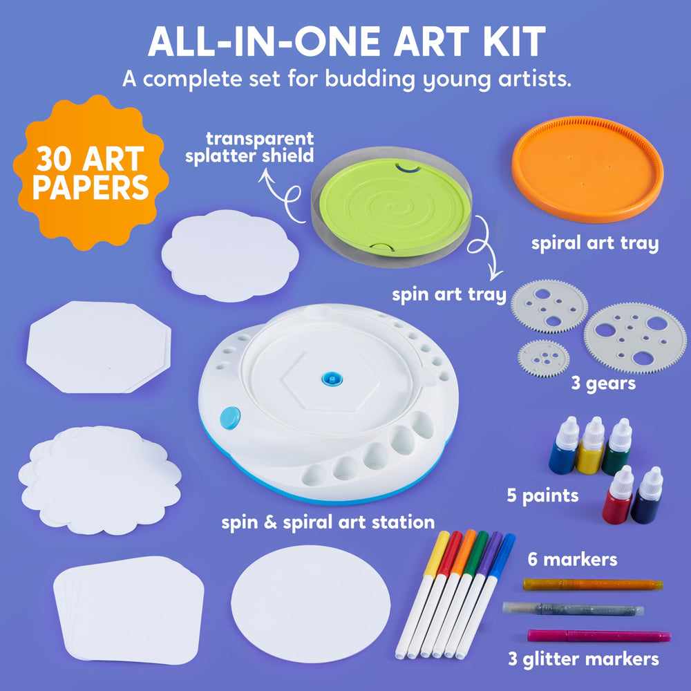 Klever Kits Spin Art papers offer ready-to-use canvases for experiments.