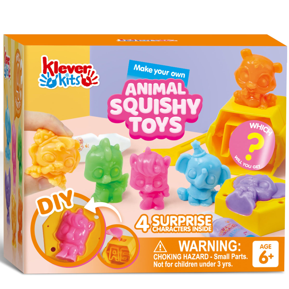 Klever Kits squishy toys set with four mystery animals for creative play and collection