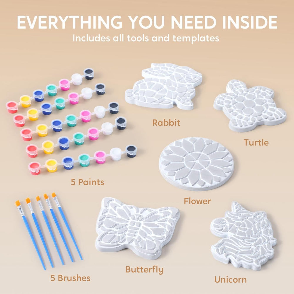 Klever Kits Stepping Stones Sunflower design paint kit brightens walkways and patios.
