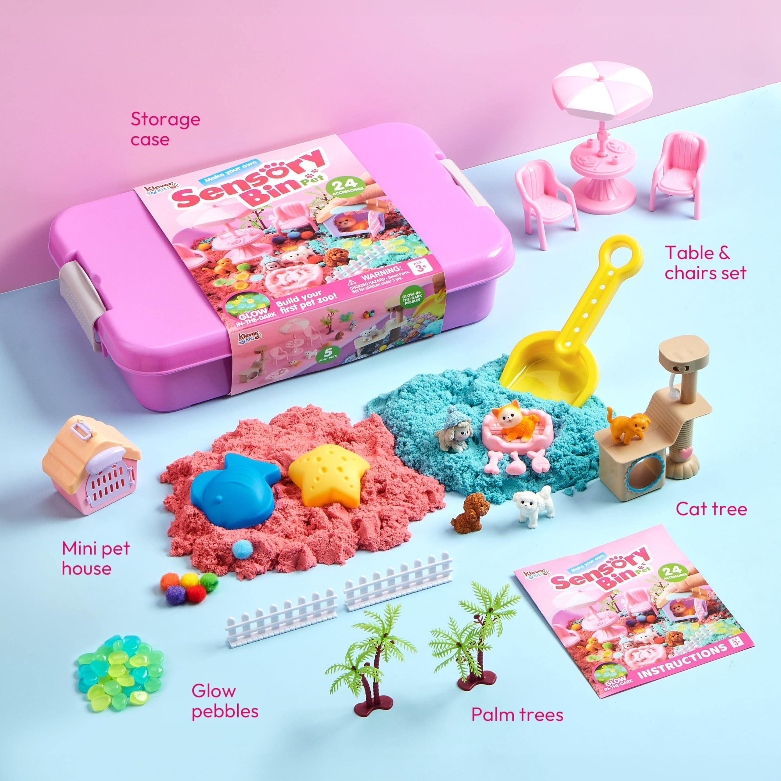 Klever Kits storage bin with lid simplifies cleanup after play time.