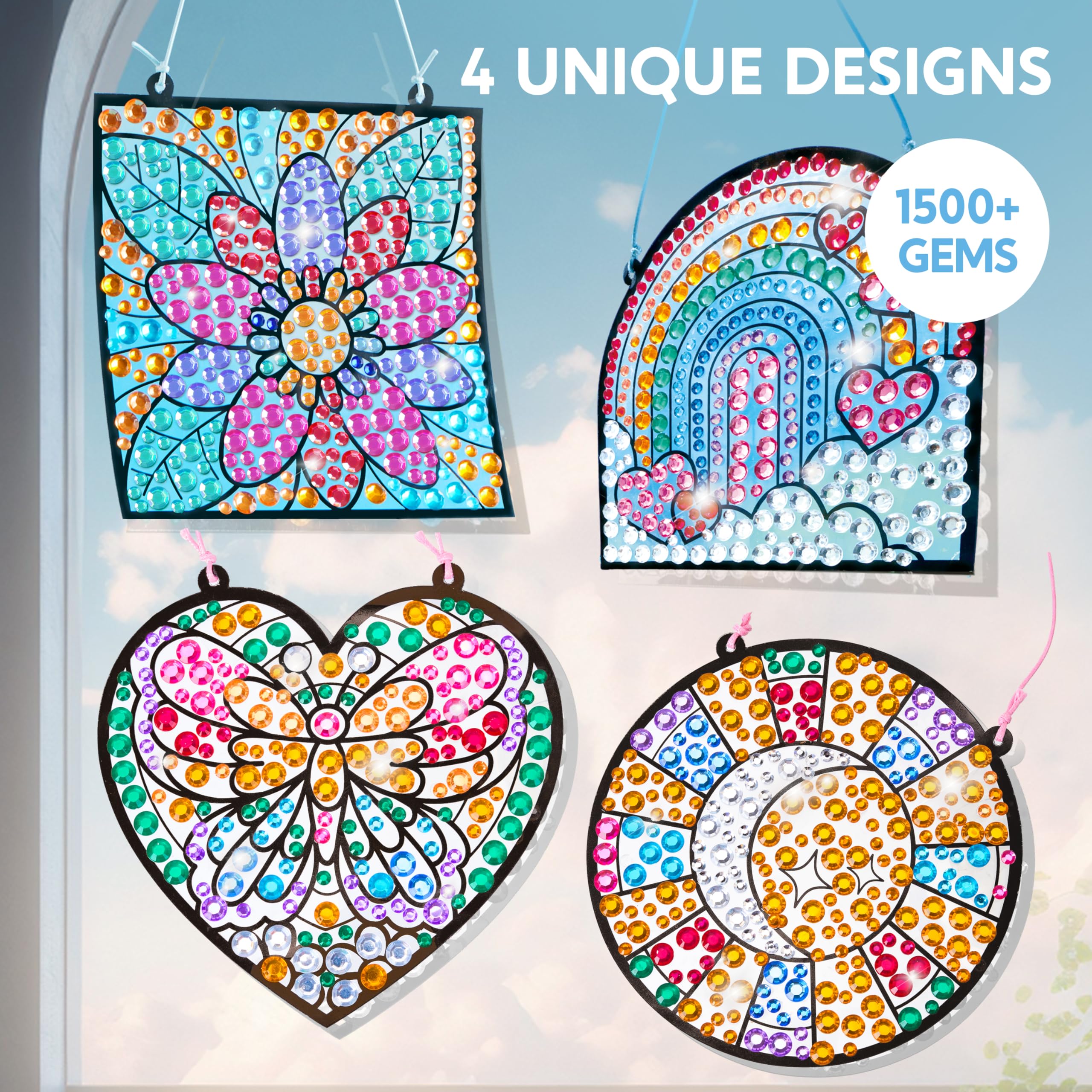 Klever Kits sun heart suncatcher supports precise hand movements during gem painting.