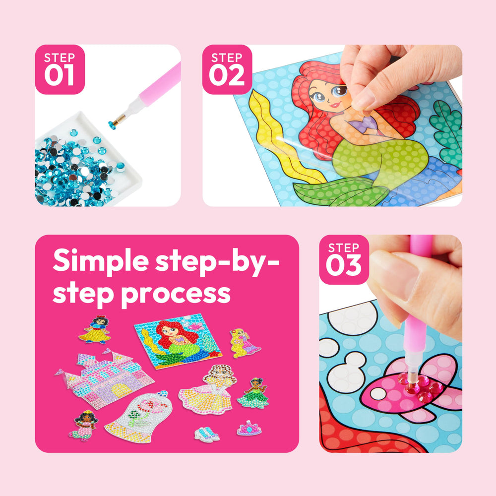 Twinkling princess designs come alive with bright gems.