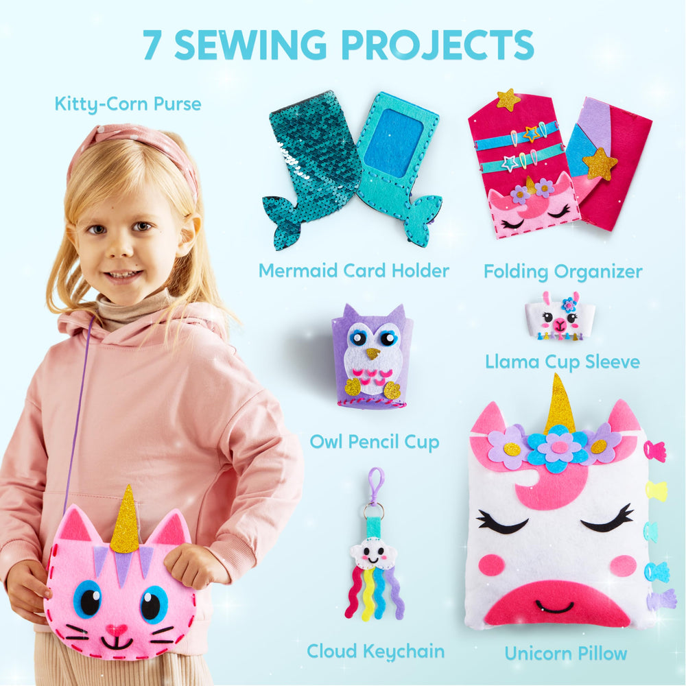 Klever Kits unicorn pillow back view — demonstrates textures and finishing options for growing crafters.