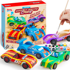 Klever Kits wooden race cars kit with pre-cut pieces for easy assembly
