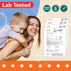Klevly lab-tested bubble solution maintains consistent performance with toys.