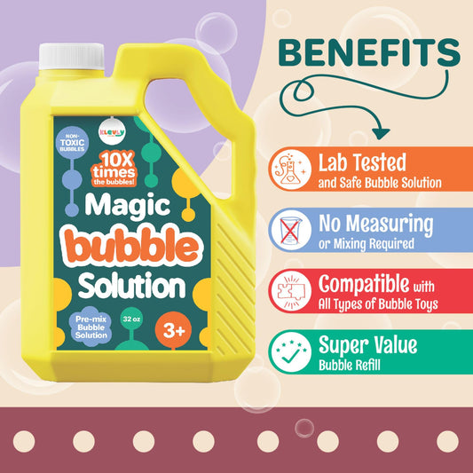 Klevly non-toxic bubble refill bottle safe for kids and family play.