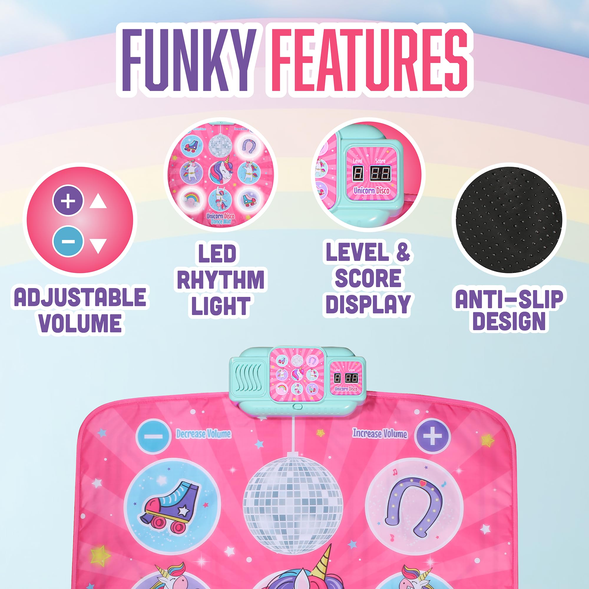 Klevly Unicorn Dance Mat family dance-off fosters active fun.