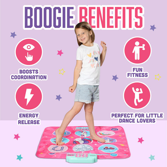 Klevly Unicorn Dance Mat lights up to reward steps and guide dancing.