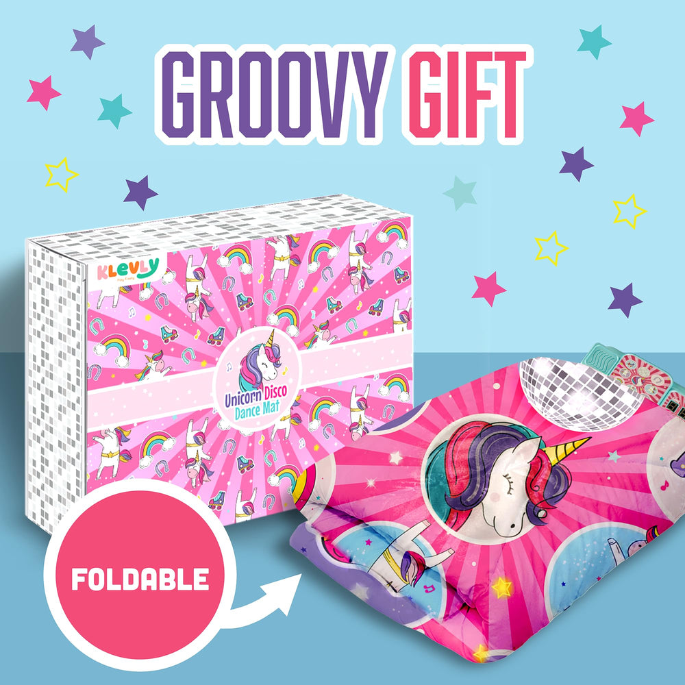 Klevly Unicorn Dance Mat portable design for home or travel.