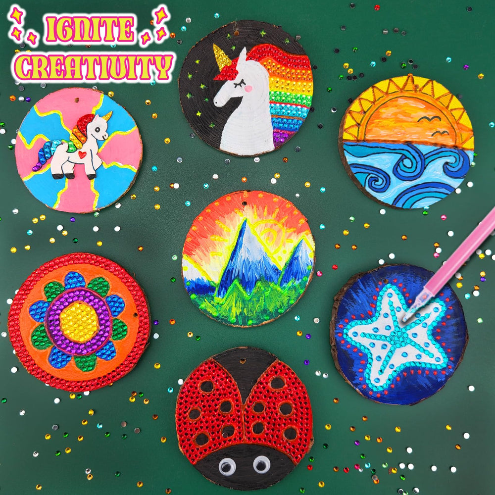 Klmars kids painting on wood slice kit supports sturdy base for creative art.