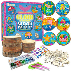 Klmars Mermaid wood painting kit glowing artwork in the dark for kids