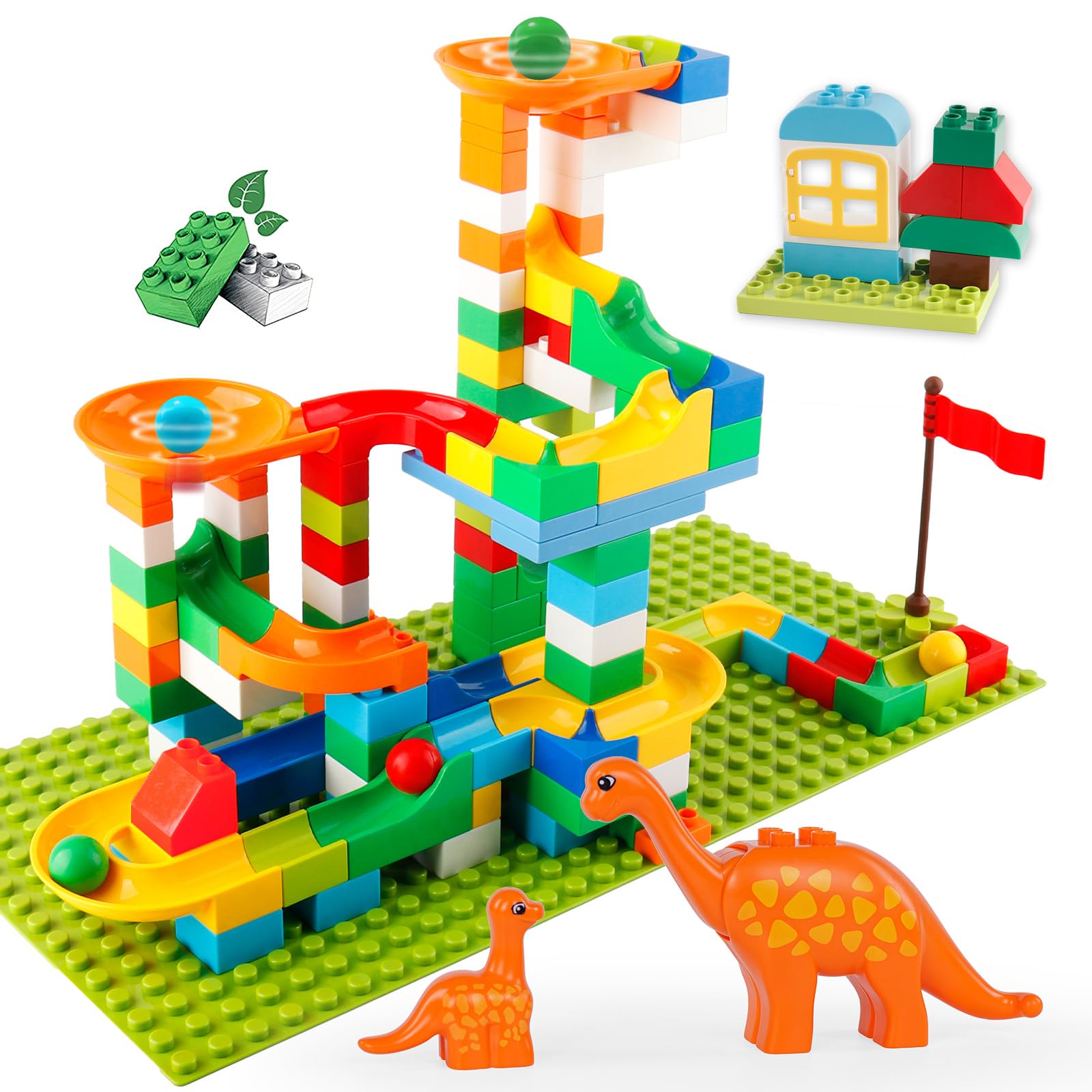 Klobroz Marble Run blocks in a rainbow set, promoting hands-on STEM play and creativity.