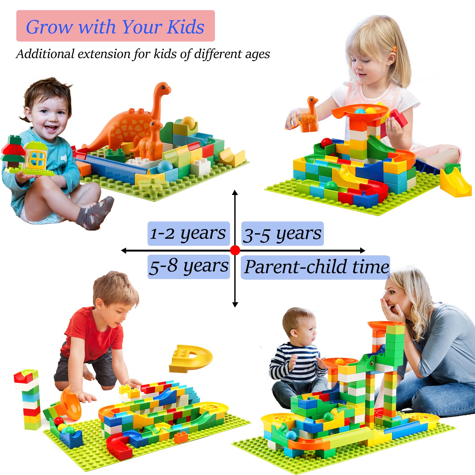 Klobroz Marble Run bricks in packaging, highlighting safety and complete set contents.