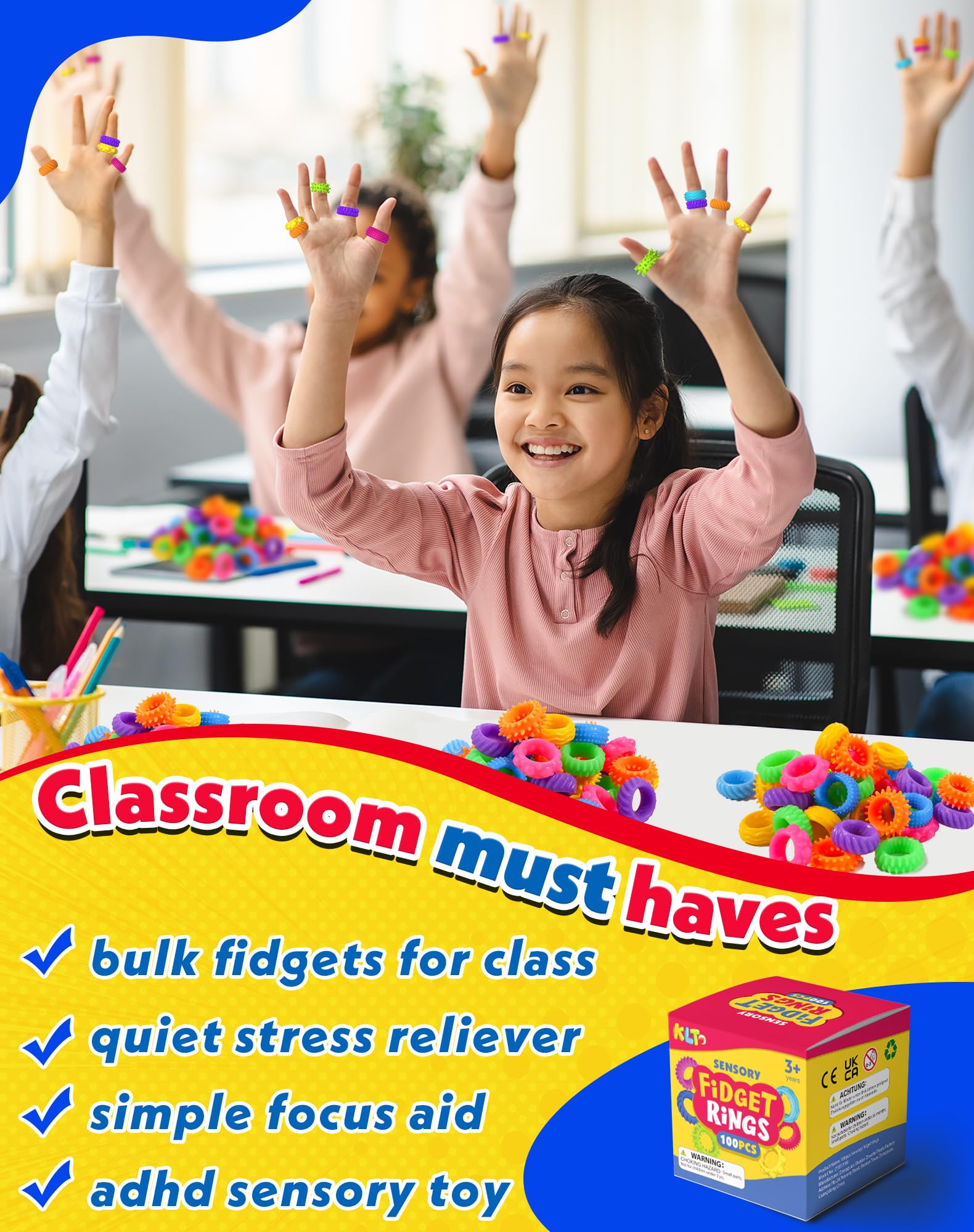 KLT durable TPU fidget ring for active kids