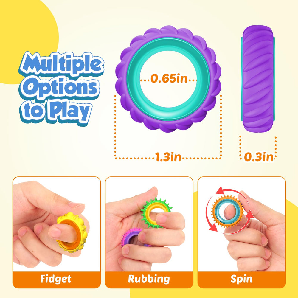 KLT fidget rings assembly-play demonstrate customizable color combos for creativity.