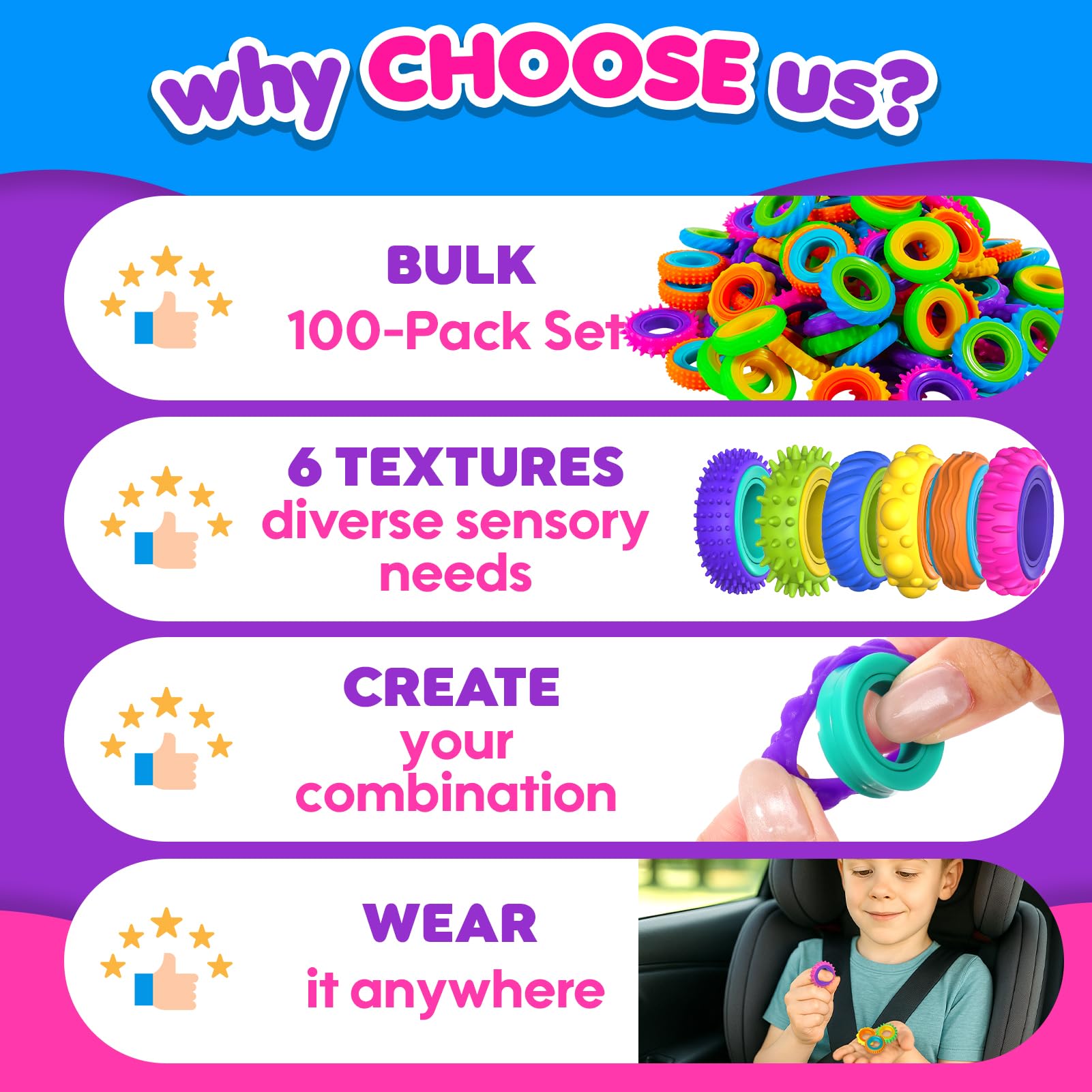 KLT Fidget Rings classroom use promotes calm focus and cooperative activities.