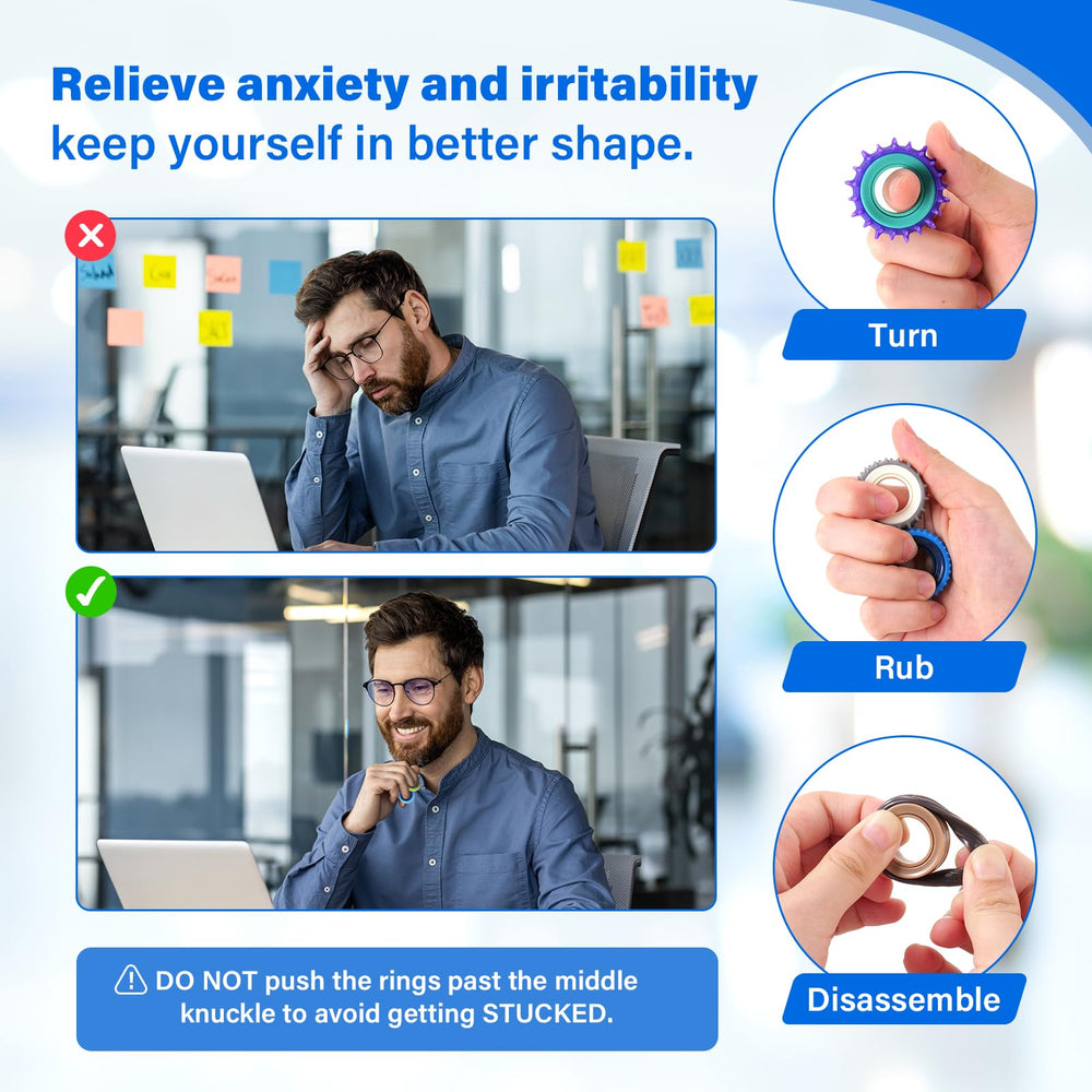 KLT fidget rings inner rolling mechanism close-up with discreet stress relief