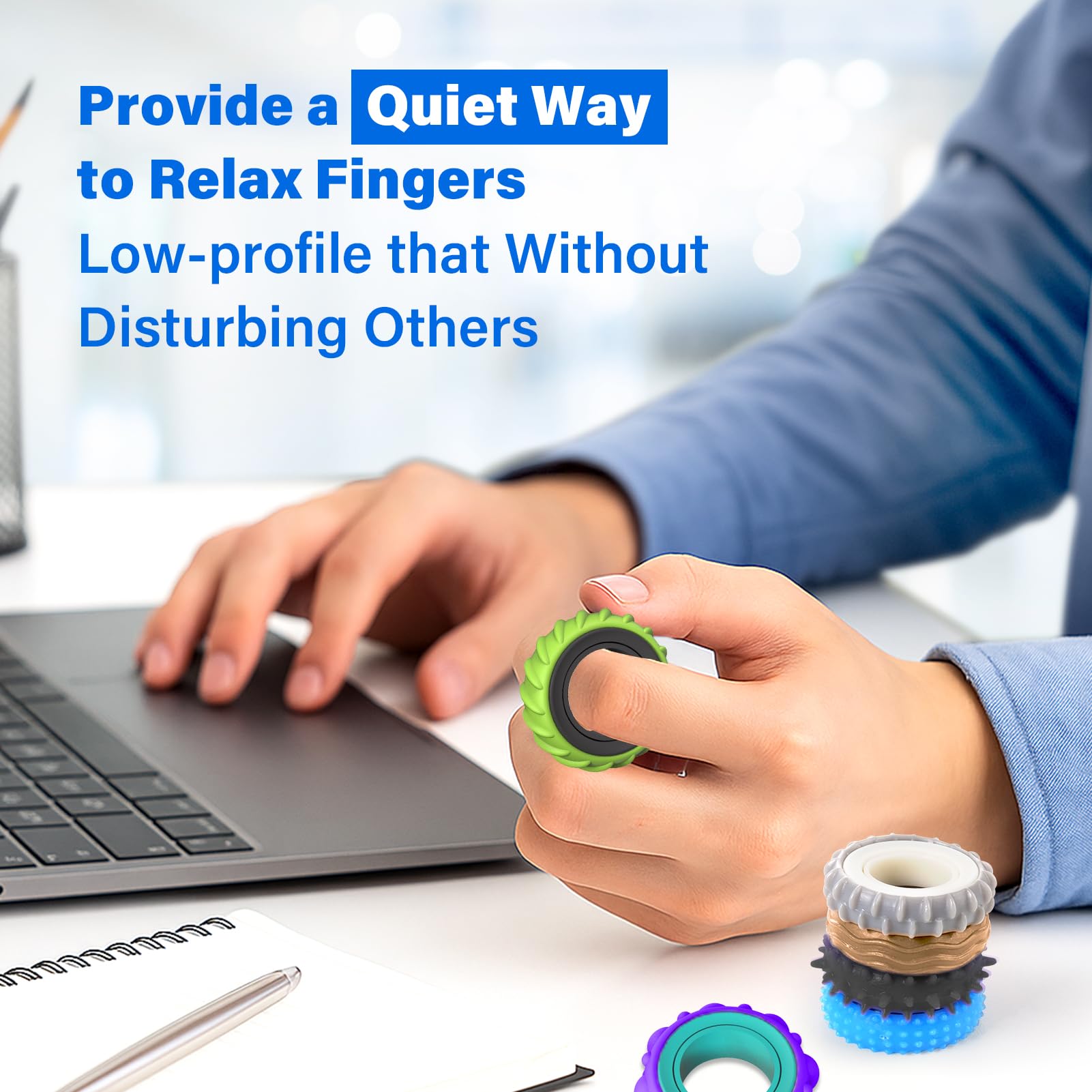 KLT fidget rings silicone outer texture close-up for satisfying tactile feedback