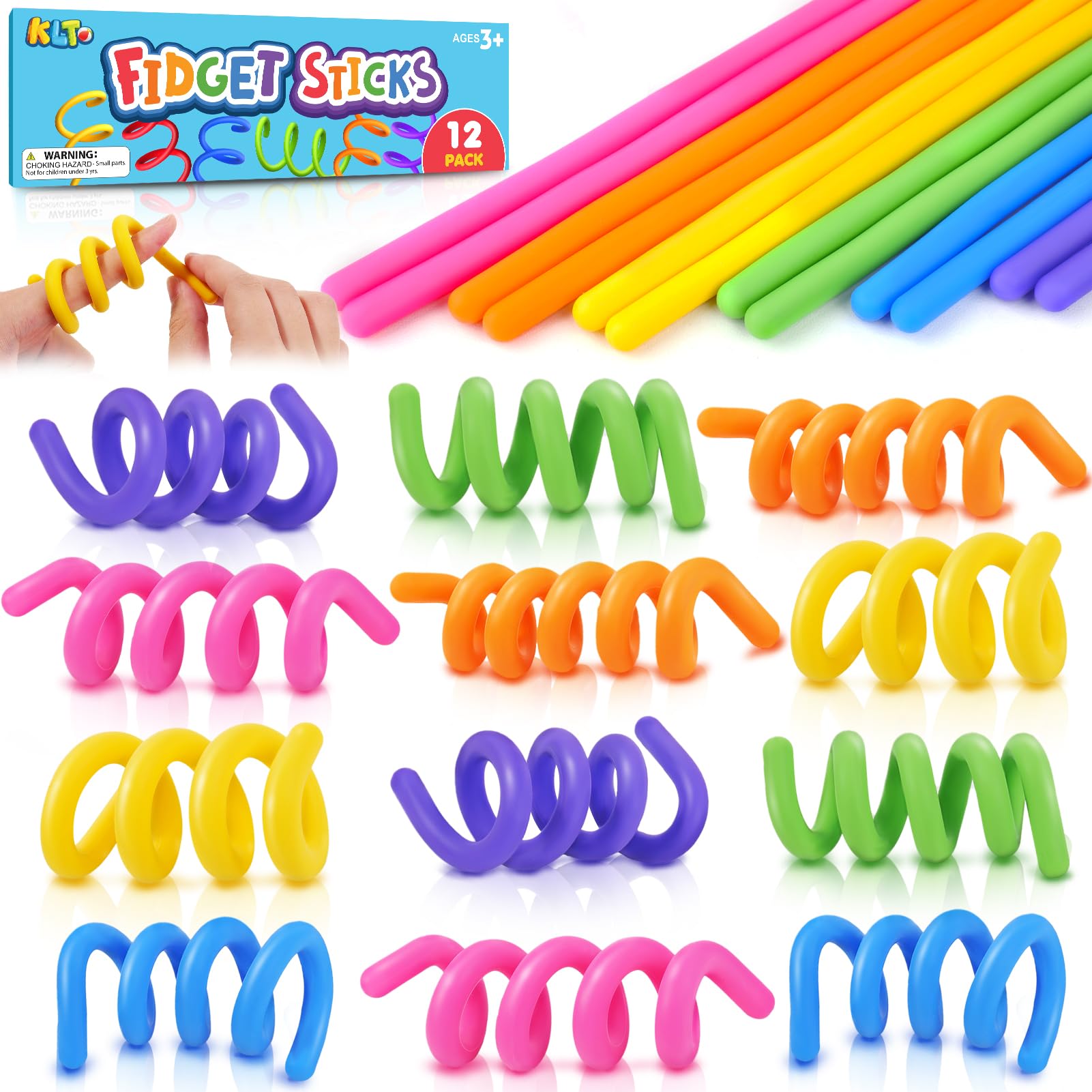 KLT fidget sticks 12-pack colors ready for classroom calm and focus.