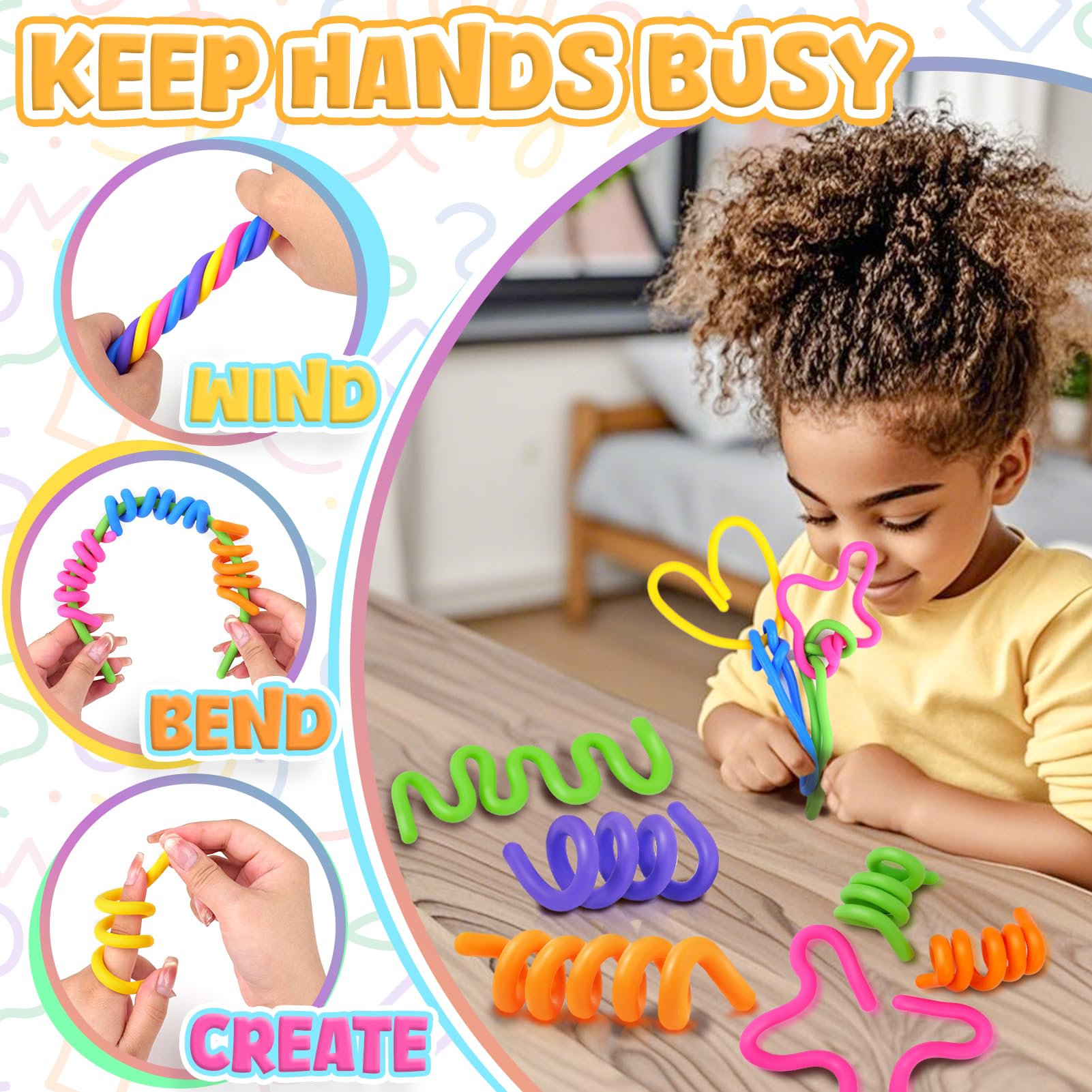 KLT fidget sticks flexible bends show creative play and motor skills.
