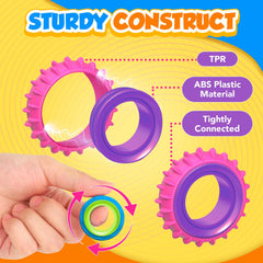 KLT sensory rings with varied textures for tactile exploration.