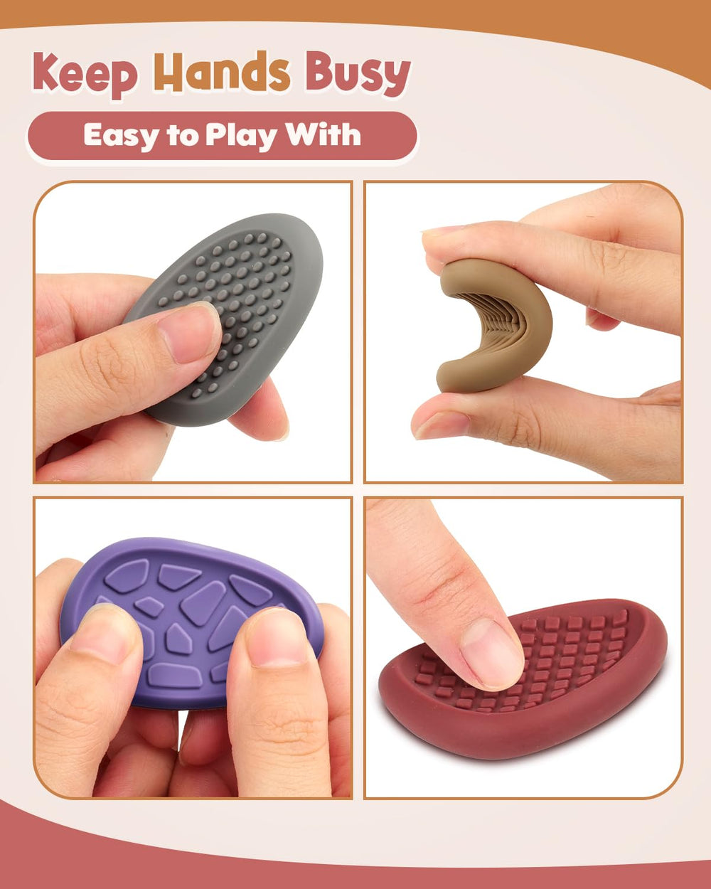 KLT sensory stone pocket-size design fits in a pocket for portable fidgeting