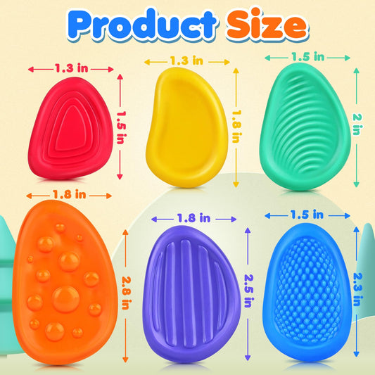 KLT textured fidget stones in bright colors for quiet stress relief.