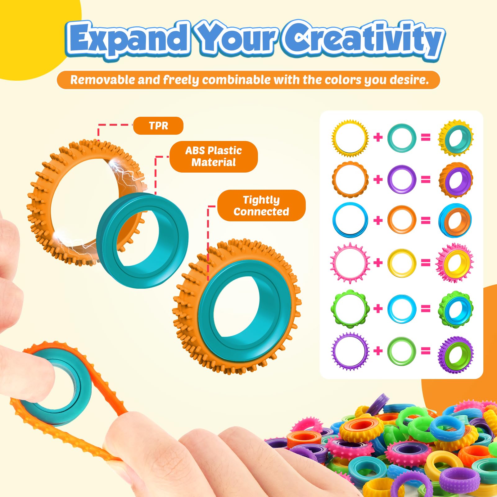 KLT spinner ring close-up highlights durable, silent play in classroom settings.