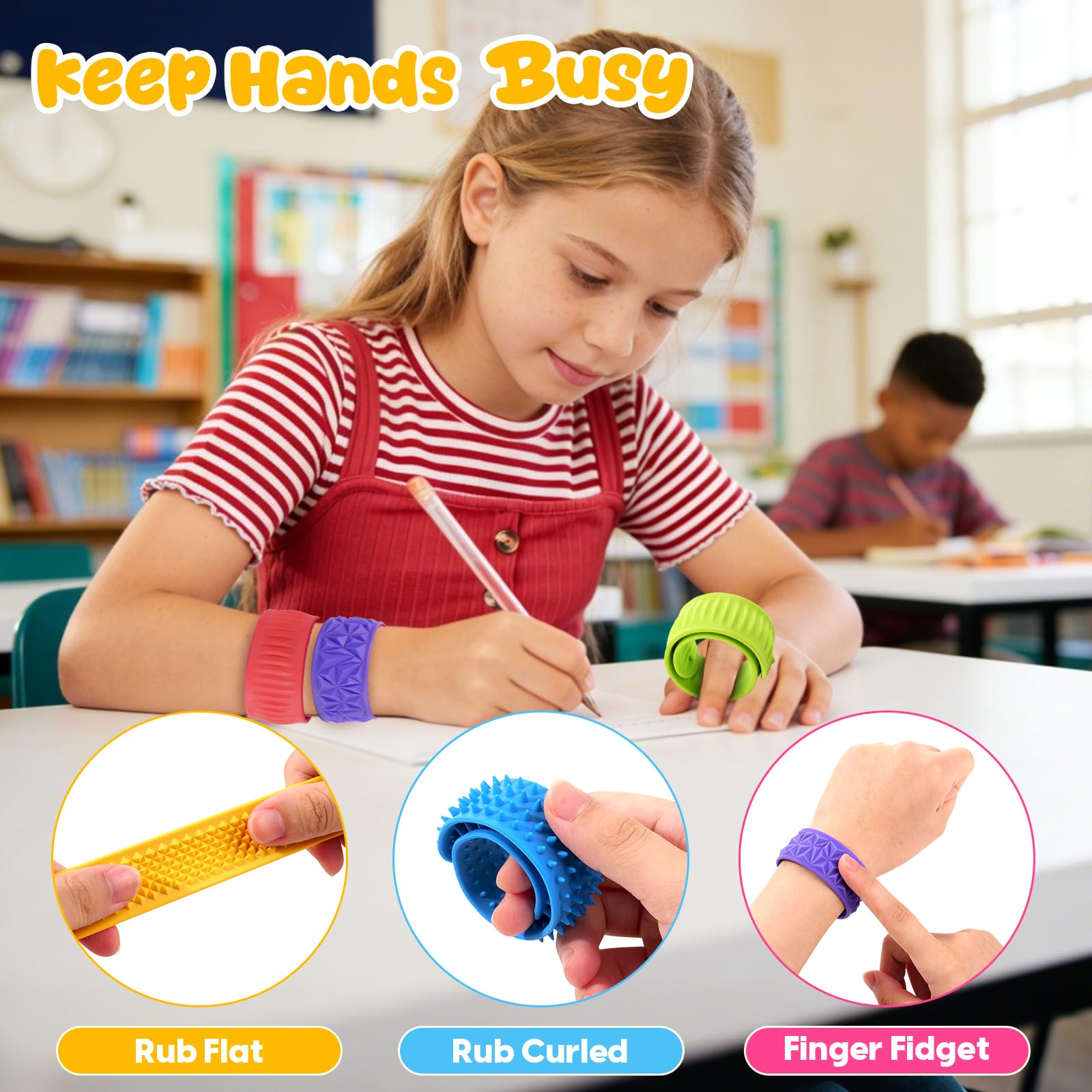 KLT textured silicone bracelet close-up highlighting textures for sensory input