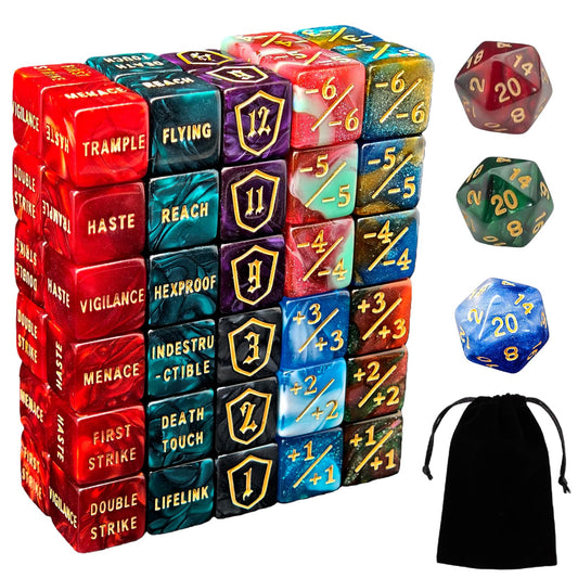 KLURXZGYPTH 63-piece MTG counter dice set for quick reference during matches