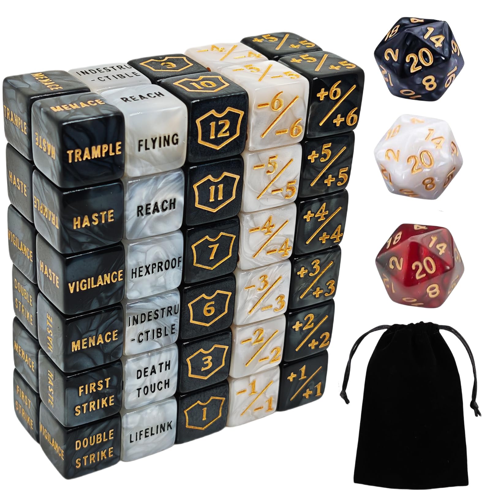 KLURXZGYPTH 63pcs MTG counter dice set in marble, easy for quick references.
