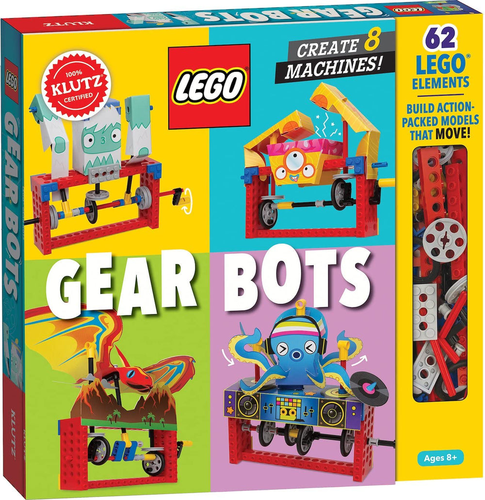 Klutz Lego Gear Bots kinetic creatures kit showing moving gears for hands-on STEM learning