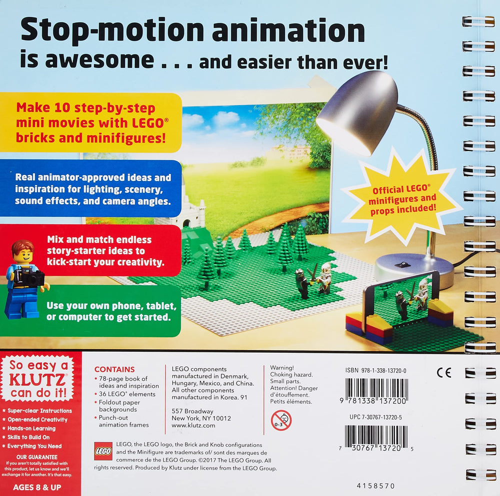Klutz Lego Make Your Own Movie minifigures and scene pieces ready for stop-motion
