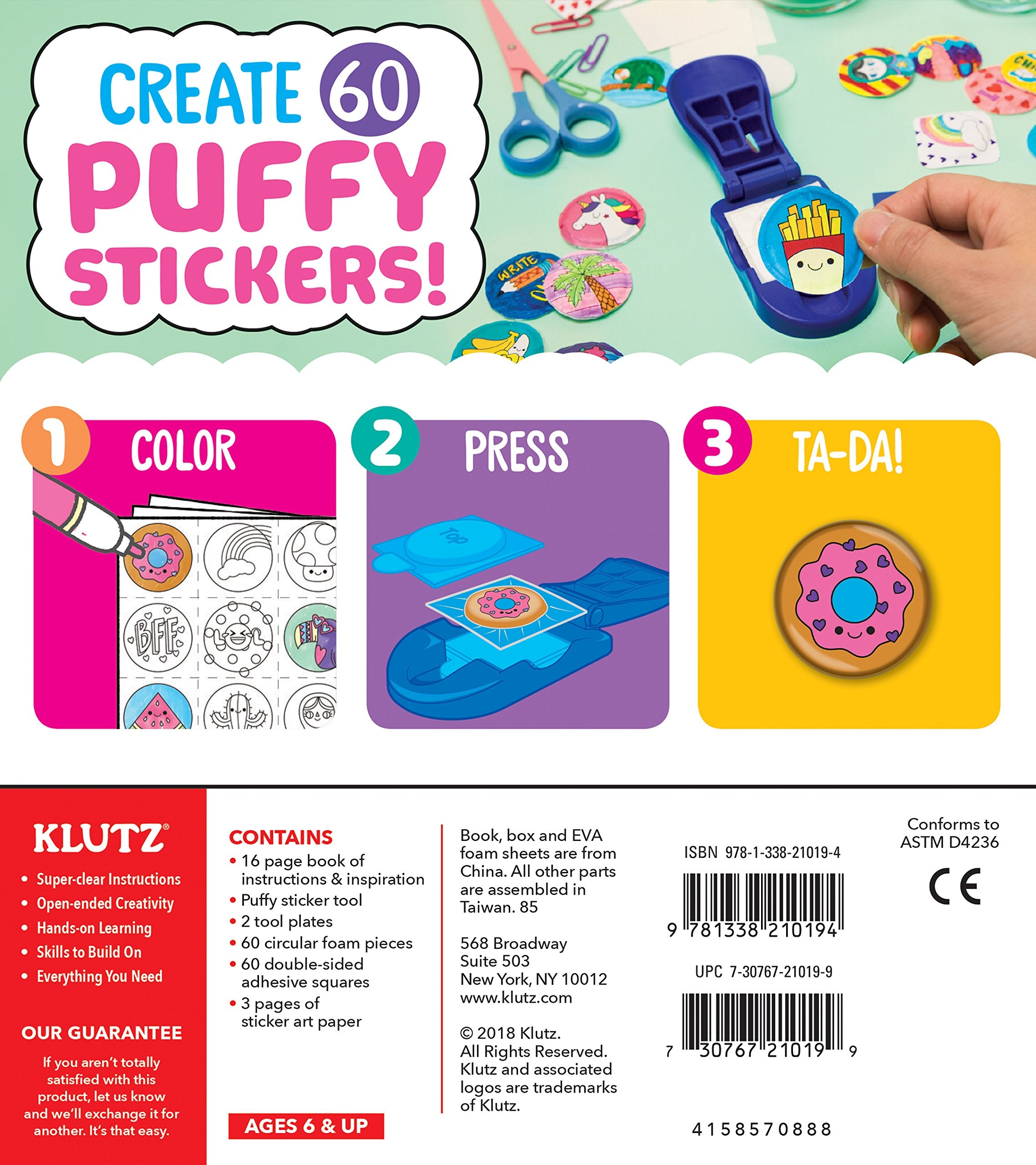 Klutz Make Your Own Puffy Stickers: colorful custom designs for personalized crafts.