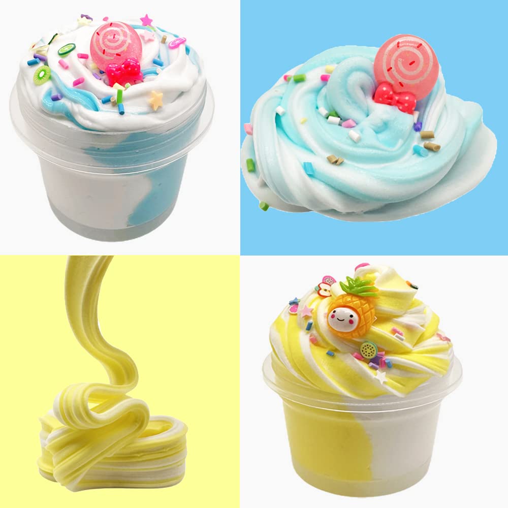 KMBTQRE butter slime two-toned close-up, creamy texture you can pull.