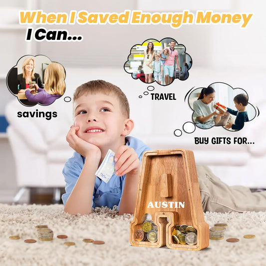 KMC personalized initial piggy bank offers a unique keepsake for kids.