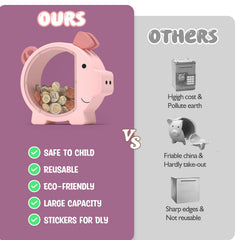 KMC piggy bank pink transparent panel reveals savings progress