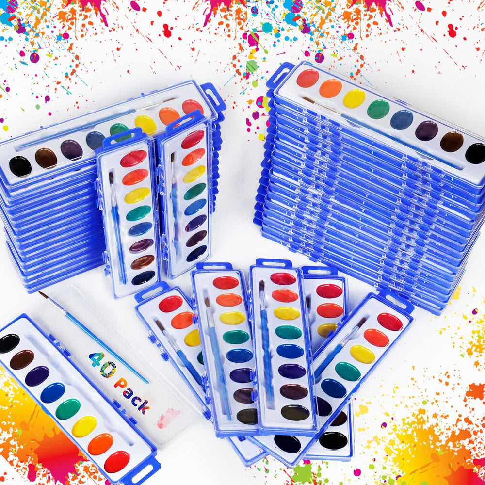 KMLYDGS 40-pack watercolor paints in case with brush for portable art sessions.