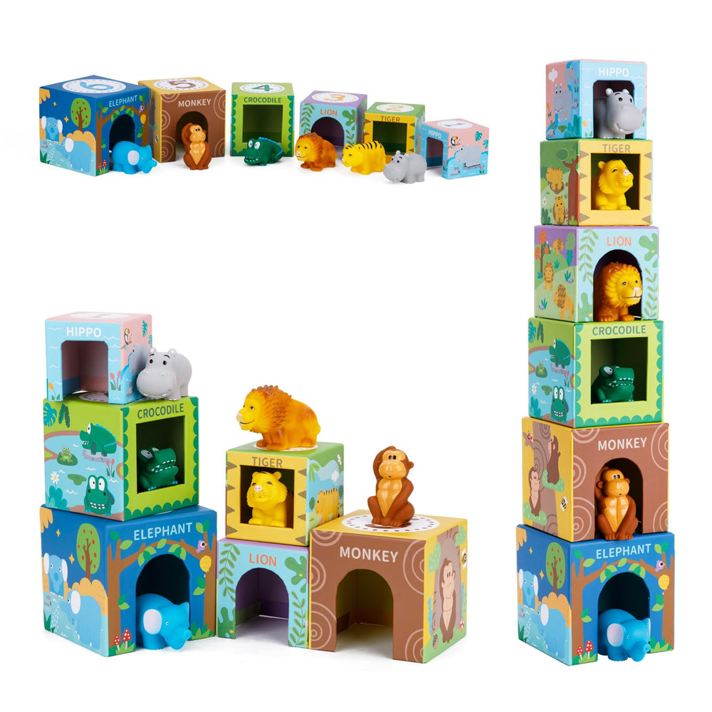 KMTJT wild animals stacking cubes for early learning and play