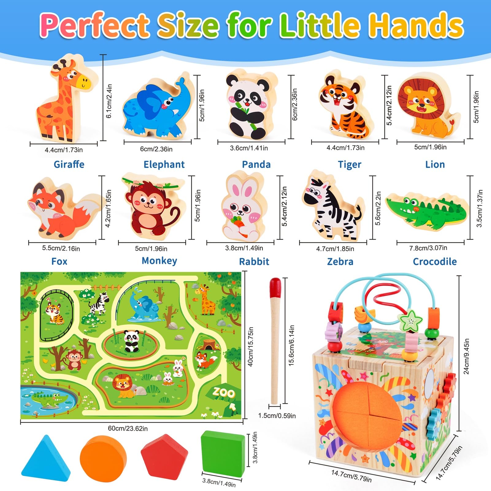 KMTJT Wooden Activity Cube baby xylophone encourages auditory exploration and early rhythm.