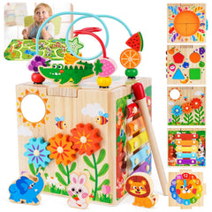 KMTJT Wooden Activity Cube bead maze enhances fine motor skills and hand-eye coordination.