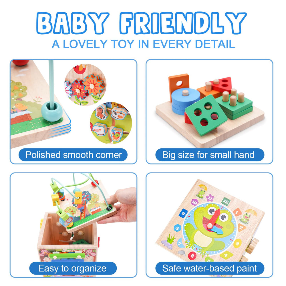 KMTJT wooden activity cube shape sorter components support shape recognition