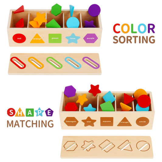 KMTJT wooden sorter cards for color and pattern matching