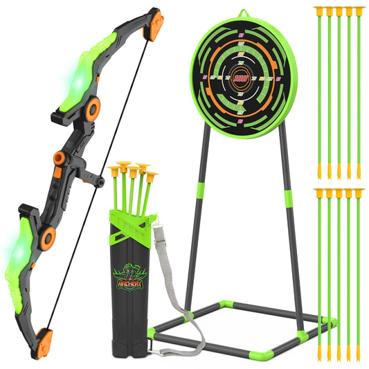 Kmuxilal kids bow with LED light for exciting night play.