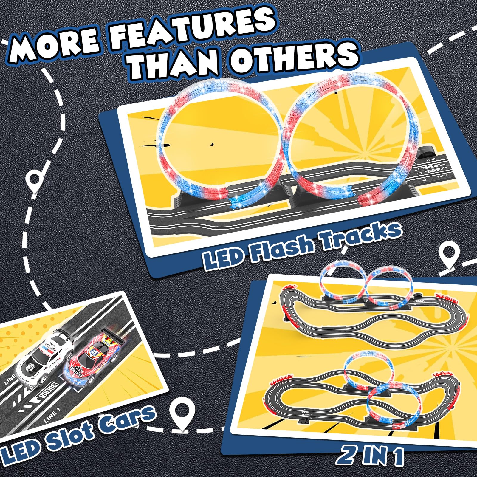 Kmuxilal 2-in-1 track with slope and overpass for dynamic turns